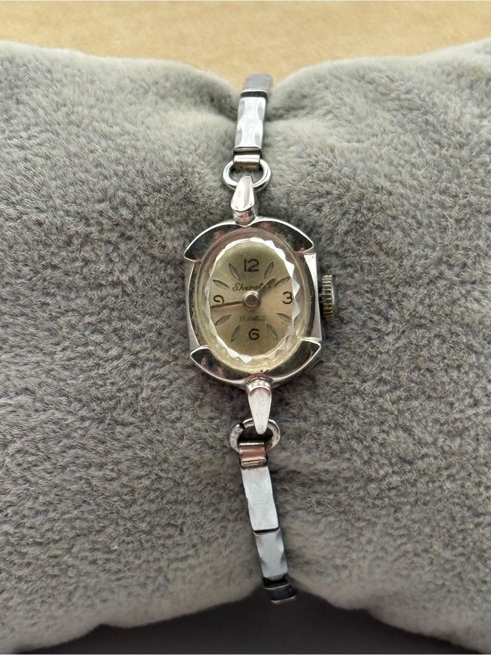 Silver-Tone Sheraton 17 Jewels cocktail watch